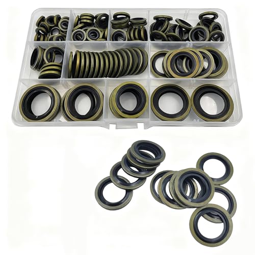 130-teiliges Unterlegscheiben-Sortiment, NBR-O-Ring, verschiedene ölbeständige Gummi-Unterlegscheiben, 10 SAE-Größen, M6–M24, Dichtungen für den Einsatz in Automobilen und Heimwerkern 130-teiliges Unterlegscheiben-Sortiment, NBR-O-Ring, verschiedene ölbeständige Gummi-Unterlegscheiben, 10 SAE-Größen, M6–M24, Dichtungen für den Einsatz in Automobilen und Heimwerkern von MOUMOUTEN