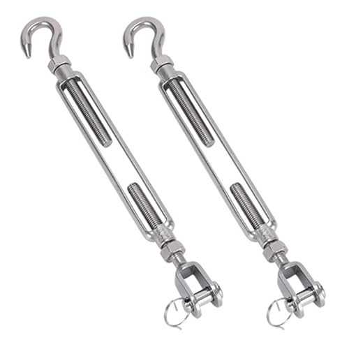 2 Stück hochbelastbare M10-Kiefer- und Haken-Spannschrauben, 304 Edelstahl, verstellbare Spannschrauben, Sonnensegel-Befestigungsmaterial, Drahtseilspannung für Drahtseil-Spannkabel 2 Stück hochbelastbare M10-Kiefer- und Haken-Spannschrauben, 304 Edelstahl, verstellbare Spannschrauben, Sonnensegel-Befestigungsmaterial, Drahtseilspannung für Drahtseil-Spannkabel von MOUMOUTEN