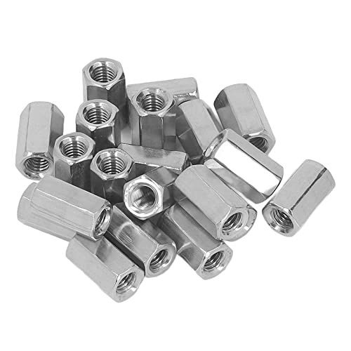 20pcs M6x1.0 Hex -Kupplungsmuttern, 304 Edelstahlanschlussmuttern für Gewindestangen 18mm Länge von MOUMOUTEN