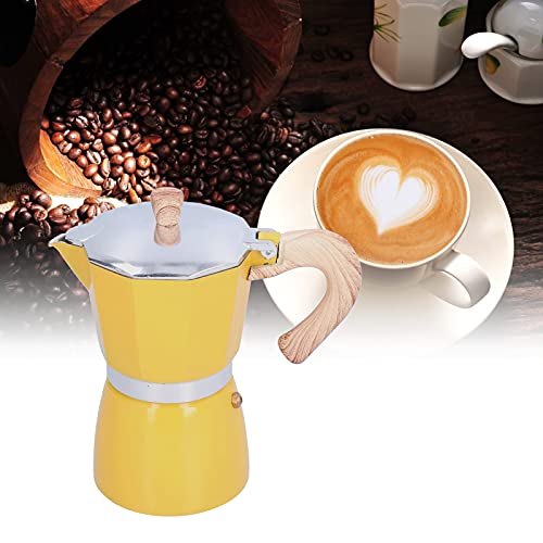 300ML Aluminiumlegierung Espressokocher Kaffeemaschine Klassischer Kocher Espressokocher Klassischer italienischer Stil 6 Espressotasse Mokkakanne für Gasherd(Gelb) von MOUMOUTEN