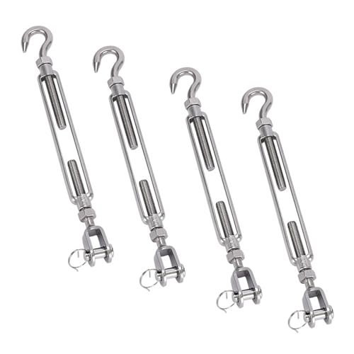 4 Stück Hochleistungs-M6-Kiefer- und Haken-Spannschraube, 304 Edelstahl Verstellbare Spannschraube Sonnensegel-Hardware Drahtseilspannung für Drahtseil-Spannkabel 4 Stück Hochleistungs-M6-Kiefer- und Haken-Spannschraube, 304 Edelstahl Verstellbare Spannschraube Sonnensegel-Hardware Drahtseilspannung für Drahtseil-Spannkabel von MOUMOUTEN