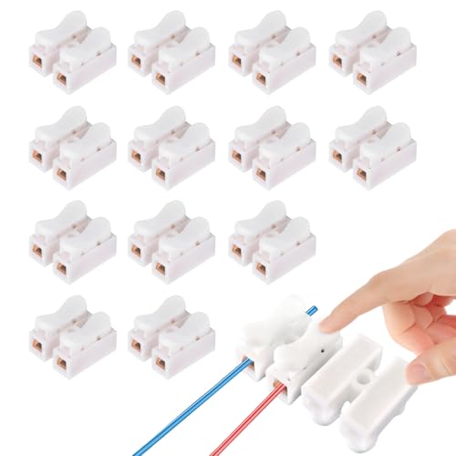 MOUMOUTEN 100Pcs Push Quick Connector Wire, CH-2 Cable Connectors Elektrische Federklemme Terminal Block für Haushaltsgeräte und Beleuchtung von MOUMOUTEN