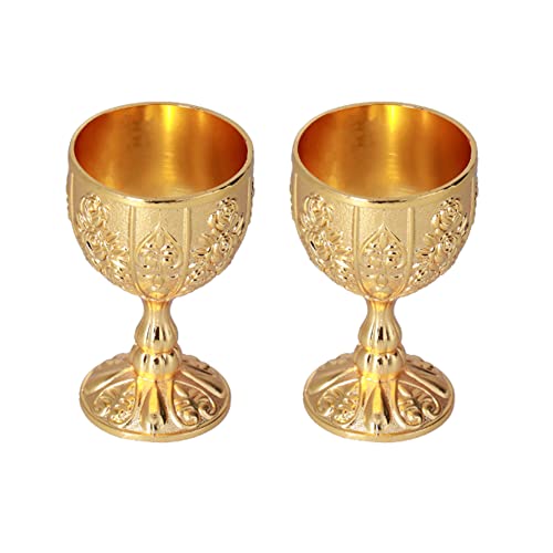 MOUMOUTEN Edelstahl Weingl?ser Camping Set, 2 St¨¹ck Kelch Vintage Weinglas Metall Champagnerglas f¨¹r die T?gliche Formelle Party 4,2 x 6,8 cm(Pumpkin gold) von MOUMOUTEN