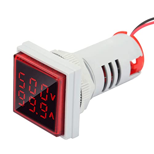 MOUMOUTEN LED Anzeigelampe Strommessgerät, Spannungsprüfer Stromdetektor 22mm Dual Display Panel Voltmete, Amperemeter AC 0-100A 60-500V Unterputz-Panel,Voltimeter（Rot） von MOUMOUTEN