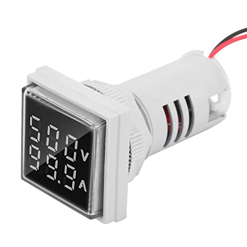 MOUMOUTEN LED Anzeigelampe Strommessgerät, Spannungsprüfer Stromdetektor 22mm Dual Display Panel Voltmete, Amperemeter AC 0-100A 60-500V Unterputz-Panel,Voltimeter（weiß） von MOUMOUTEN