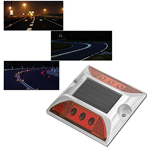 MOUMOUTEN LED-Solarstrom-Bodenmarkierungsleuchten – 10,3 X 10,5 cm, Straßenmarkierungsleuchten, Autobahn-Bodenmarkierungsleuchten, Sichere Navigation Bei Nacht(Rot) von MOUMOUTEN
