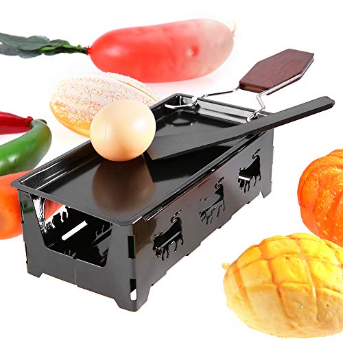 Mini Raclette Grill Sets, tragbares Käse-Raclette-Set Mini-Grill-Rotaster mit Antihaft-Griff mit Backblech, Rahmen und Spatel von MOUMOUTEN