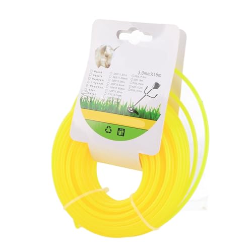 MOUMOUTEN Round Trimmer Line, 590 Zoll Nylonschnur für Rasenmäherpinsel und Grasschneider (0,09 Zoll/ 0,11 Zoll Durchmesser, Gelb/Rot) (Yellow 3.0mm*15m) von MOUMOUTEN