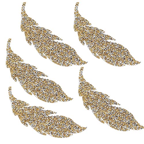 MOUMOUTEN Strass Selbstklebendes Papier, Strasssteine Selbstklebend 5 Stück DIY Dekoration Aufkleber Blätter Muster Auto Telefon Dekoration für Kunst Handwerk (Gold) von MOUMOUTEN