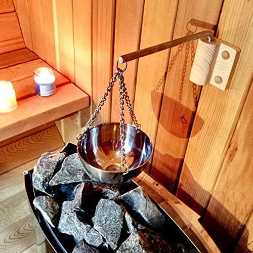 MOUMOUTEN Sauna Aroma Bowl, Sauna Verdampferschale Edelstahl Sauna Aromaschale mit Holzplatte und Schrauben f¨¹r Traditionelle Sauna oder Infrarotsauna von MOUMOUTEN