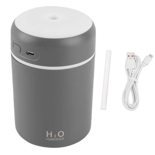 USB -Mini -Luftbefeuchter für Auto mit farbenfrohen Lichtern, tragbarer kleiner Luftbefeuchter für Büroschreibtisch Schlafzimmer, 3.1x4,7in persönliche Luftfeuchtigkeitscreme (Grau) von MOUMOUTEN