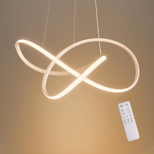 MOUNM Pendelleuchte LED, Pendelleuchte esstisch dimmbar 3000K-6000K, Esszimmerlampe hängend mit Fernbedienung, Gebogene Design Hängelampe für Wohnzimmer, Lampe höhenverstellbar, Leuchte 30W MOUNM Pendelleuchte LED, Pendelleuchte esstisch dimmbar 3000K-6000K, Esszimmerlampe hängend mit Fernbedienung, Gebogene Design Hängelampe für Wohnzimmer, Lampe höhenverstellbar, Leuchte 30W von MOUNM