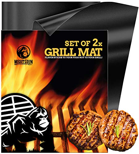 MOUNTAIN GRILLERS BBQ Grillmatte 2er-Set Antihaft Feuerfeste Backmatte für Gasgrill und Holzkohlegrill - wiederverwendbares Grillzubehör - Pflegeleicht und geschirrspülergeeignet von MOUNTAIN GRILLERS
