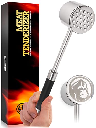 MOUNTAIN GRILLERS Fleischklopfer Doppelseitiger Edelstahl-Fleischhammer um Fleisch zu plattieren und weicher zu Machen - Fleischplattierer für Schnitzel, Steaks u. m. - Rostfrei, spülmaschinenfest von MOUNTAIN GRILLERS
