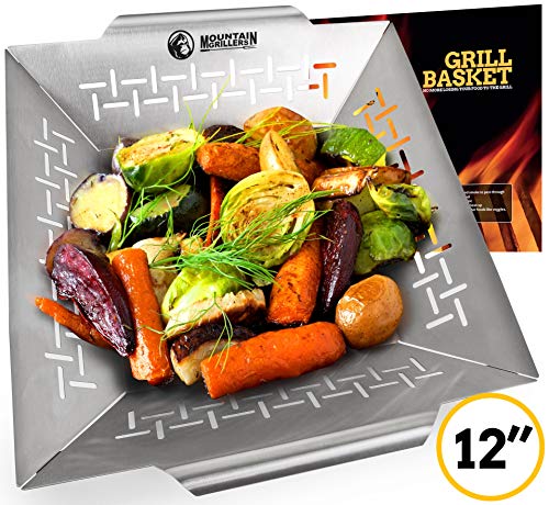 Mountain Grillers Grill Gemüsekorb - Gemüse Grillschale für Gemüse, Fleisch & Garnelen - geeignet für alle BBQ Grills & Smoker - Edelstahl von MOUNTAIN GRILLERS