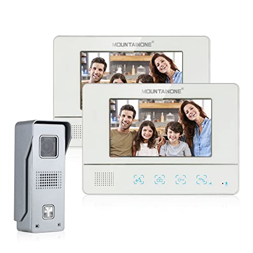 MOUNTAINONE 7-Zoll Video Türklingel Gegensprechanlage, Video Türsprechanlage Intercom System mit Nachtsicht wasserdichte Kamera, Unterstützung Unlock, Überwachung (2M1C) von MOUNTAINONE