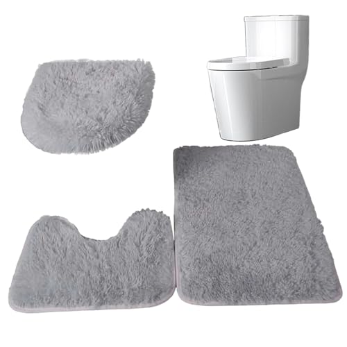Badezimmerteppich-Set, rutschfest, 3-teilig, Badezimmerteppich-Set, saugfähig, Badematten-Set mit rechteckiger U-Form und O-Form, traditionelle Badteppiche, weiches WC-Badematten-Set für Badezimmer, g von MOUNTTU