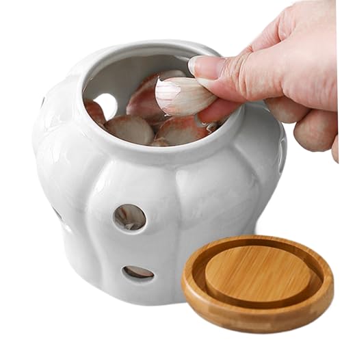 Knoblauch Pot 4x4in entlüftete Frische Keramik Küche Knoblauchküste Große Öffnung mit Deckel Arbeitsplatte Nicht-Rutschhöhle Knoblauch Pot 4x4in entlüftete Frische Keramik Küche Knoblauchküste Große Öffnung mit Deckel Arbeitsplatte Nicht-Rutschhöhle von MOUNTTU