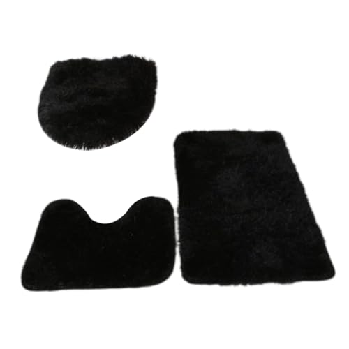 MOUNTTU 3 -teilige Badezimmerteppichset umfasst Badenteppich, Konturmatte und Toilettendeckel, maschinenwaschbar, superweiche Mikrof von MOUNTTU