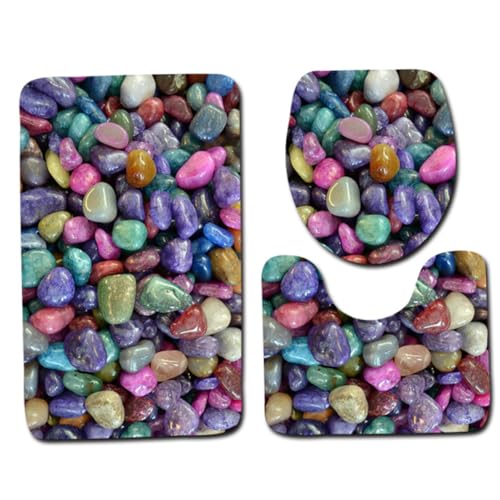 MOUNTTU 3pcs/Set Cobble Stone Marmor Nicht rutschfestes Wasser saugfähig maschinenwaschbarer Bad Teppich Kontur Matte Toilettenabdec MOUNTTU 3pcs/Set Cobble Stone Marmor Nicht rutschfestes Wasser saugfähig maschinenwaschbarer Bad Teppich Kontur Matte Toilettenabdec von MOUNTTU