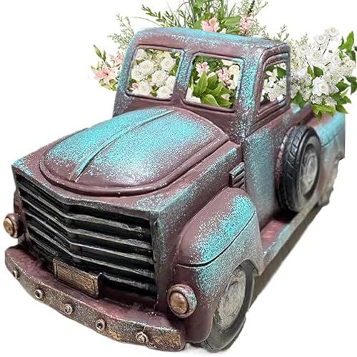 MOUNTTU Blumentöpfe, kreative Kargartentöpfe, Vintage -LKW -Formpflanzentöpfe Innen, dekorative Harz Sukkulente Töpfe für Garten im Freien von MOUNTTU