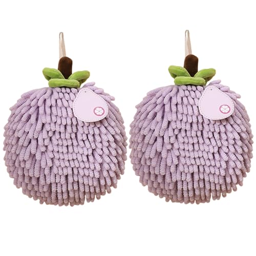MOUNTTU Fuzzy Ball Handtuch, 2pcs weiche absorbierende Chenille Puffkugel Handtuch, atmungsaktive schnelle trocken von MOUNTTU
