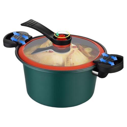 MOUNTTU Mini-Schnellkochtopf, 3, 5 l schneller Heizdrucktopf mit Schlossgrenzen, Nicht-Stick-Stockpot mit durchsichtigem Deckel für G von MOUNTTU