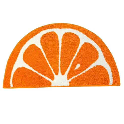 MOUNTTU Süße Badematte, 31 x 20 Obst Orange Halbkreise Teppich, Nicht rutsches Wasser Aabsorben Kleiner Flauschiger Teppich für Bade von MOUNTTU
