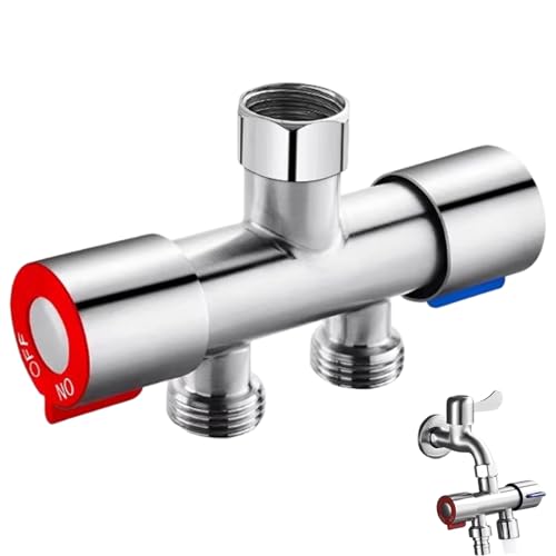 Wasserhahn-Verteiler, 1 Eingang, 2 Ausgänge, gebürsteter 1/2-Zoll-Edelstahl, Wasserschlauch-Verteiler mit doppeltem Keramik-Steuerventil für Waschmaschine, Toilette, Warmwasserbereiter, Waschmasc Wasserhahn-Verteiler, 1 Eingang, 2 Ausgänge, gebürsteter 1/2-Zoll-Edelstahl, Wasserschlauch-Verteiler mit doppeltem Keramik-Steuerventil für Waschmaschine, Toilette, Warmwasserbereiter, Waschmasc von MOUNTTU