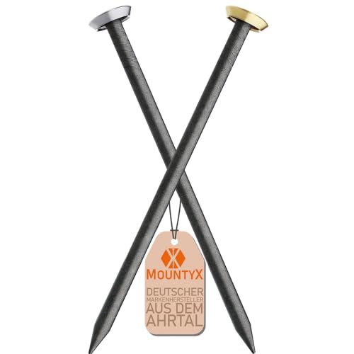 MountyX® – Bildernägel mit 25 mm Länge– Stahlnägel für den Einsatz auf Beton, Ziegelstein, Putz & Holz – Made in Europe (Goldener Kopf, 30 Stück) von MOUNTYX