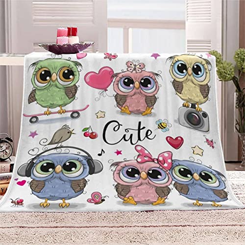 MOUPL 3D Kawaii Eule Kuscheldecke Baby 70x100 cm Waschbar Microfaser Fleecedecke mit Muster Niedlich Wohndecke Flanell Decke Weiche Warme Babydecke Flauschige Blanket von MOUPL