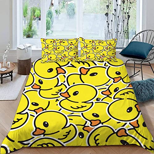 MOUPL Bettwäsche Kawaii Ente 155x220 3teilig 3D Gelb Cartoon Ente Bettbezug Set mit Reißverschluss 100% Leicht Mikrofaser Kuschelig Atmungsaktive Sommer Betten Set mit 2 Kissenbezug 80x80 cm MOUPL Bettwäsche Kawaii Ente 155x220 3teilig 3D Gelb Cartoon Ente Bettbezug Set mit Reißverschluss 100% Leicht Mikrofaser Kuschelig Atmungsaktive Sommer Betten Set mit 2 Kissenbezug 80x80 cm von MOUPL