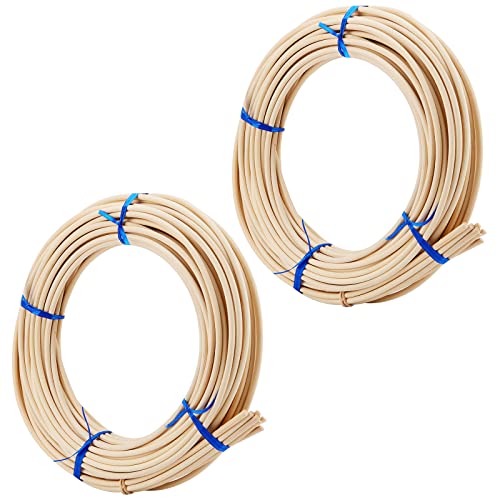 MOUYAT 2 Rollen insgesamt 131 Fuß x 3/16 Zoll Groove Chair Caning, Round Reed Spline Cane Gurtband zum Weben, Chair Caning Supplies Wicker Reparaturset für DIY Handwerk, Dekoration, Büro Aromatherapie von MOUYAT