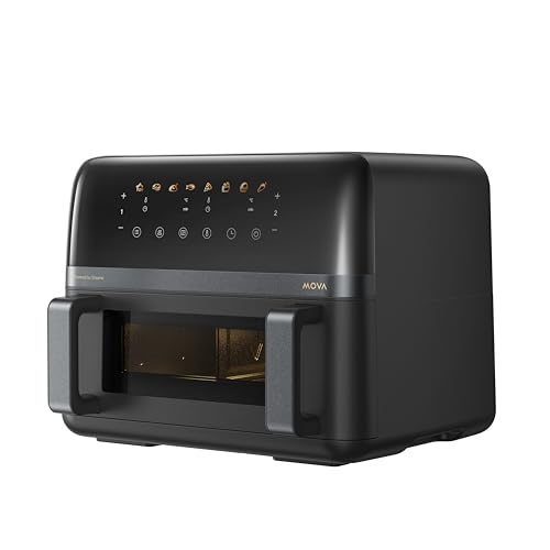 Mova AeroChef FD20 Pro Heißluftfritteuse, 9 Liter Zwei-Zonen-Garen, SyncFinish, 2.700 W für schnelles Knusprigwerden, 40 °C–230 °C Heizbereich, thermische Luftzirkulation von Mova