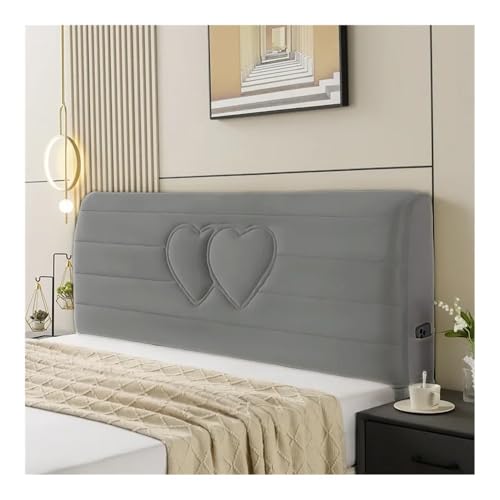 MOVDARL Dicker, weicher Stoff-Kopfteilbezug, All-Inclusive, superweich, glatt, gesteppt, einfarbig, Bettrücken-Staubschutz (grau, B 200 x H 60 cm) von MOVDARL