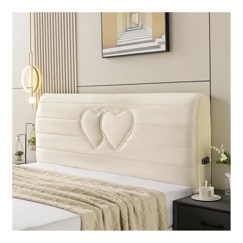 MOVDARL Dicker, weicher Stoff-Kopfteilbezug, All-Inclusive, superweich, glatt, gesteppt, einfarbig, Bettrücken-Staubschutz (weiß, B 200 x H 60 cm) von MOVDARL