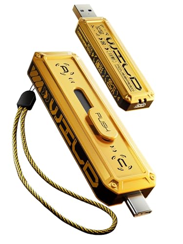 MOVE SPEED 128 GB Flash-Laufwerk, 1000 MB/s Lese-Schreibgeschwindigkeit, USB 3.2 Gen2 + Typ C Dual-Schnittstelle, USB-C-Laufwerk, 3-stufiges Push-Pull-Design mit Umhängeband, Daumenlaufwerk für iPhone von MOVE SPEED