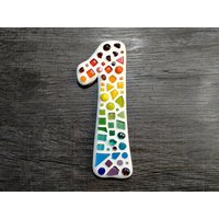 Hausnummer 1 Mosaikkunst Aus Glas Und Keramikhandgefertigt von MOVEmosaik
