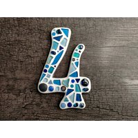 Mosaik Hausnummer 4 Glasmosaikhandgefertigt von MOVEmosaik