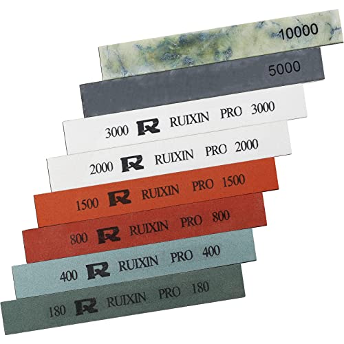 RUIXIN PRO 8 Stück Messerschärfer für RUIXIN PRO RX-008 RX-009 Messerschärfer Festwinkel-Kit, professionelles Schleifstein-Set ohne Basis: 180/400/800/1500/2000/3000/5 000/1 Körnung 000 von MOVIRON