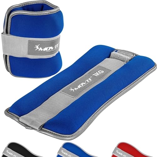 MOVIT® 2er Set Gewichtsmanschetten Neopren mit Reflektormaterial Laufgewichte für Hand- und Fußgelenke 2x 1,0 kg blau von MOVIT