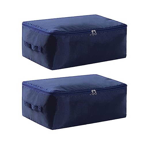 MOVKZACV 2PCS Koffer Organizer, Aufbewahrungsbox Oxford Tuch Große Kapazität Kleidung Aufbewahrungstasche Mit Reißverschluss(Marineblau) von MOVKZACV