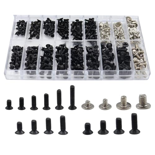 360 Stück Schrauben Sortiment Set, M2/M2.5/M3 Schwarze Schrauben Sortiment Set für Laptop Computer Reparaturschrauben, 18 Größen von MOVKZACV
