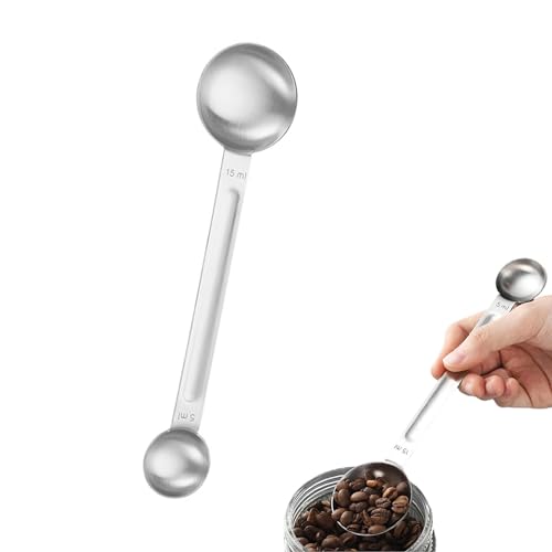 Doppelköpfiger Messlöffel aus Edelstahl, Kaffeedosierlöffel, Kaffeelöffel Portionierer für Tee und Kaffeepulver, 21 x 4.9 x 3.3 cm von MOVKZACV