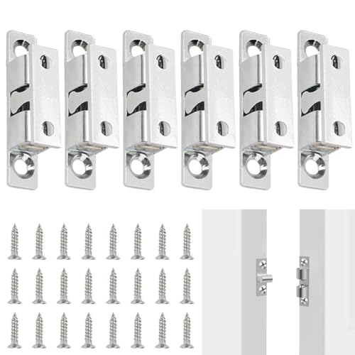 Kugelschnäpper Stark, 6 Stück 46mm Verstellbaren Doppelkugelschnäpper Türschnäpper Möbelschnäpper mit Schrauben, für Schranktür, Schränke, Badezimmer, Kleiderschränke, Schubladen Möbel, Silber von MOVKZACV