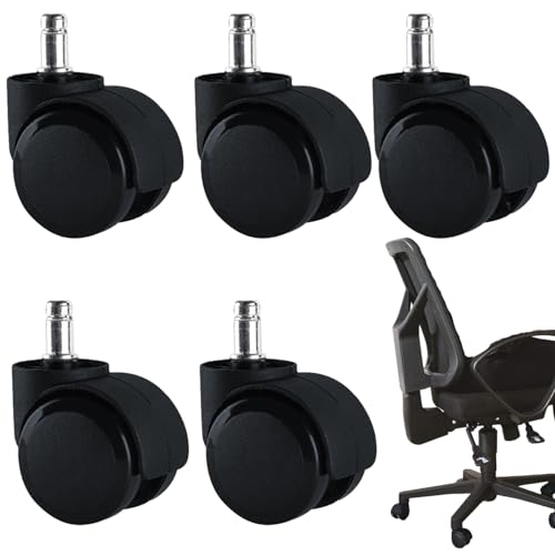 MOVKZACV 5 Rollen für Bürostuhl, Drehstuhl, Ersatz, geräuschlos, ohne Kratzer, Stuhlräder, 11 x 22 mm, 360 ° drehbar, für Gaming-Stühle, Universal mit Doppelrollen von MOVKZACV