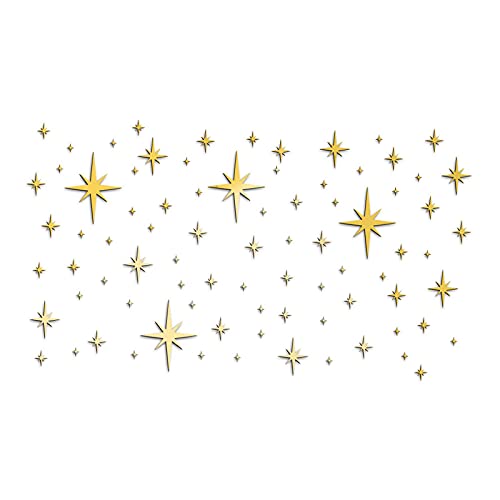 MOVKZACV 82 abnehmbare Stern-Spiegel-Aufkleber aus Acryl, Wandaufkleber, Aufkleber für Zuhause, Wohnzimmer, Schlafzimmer, Wandkunst (Gold) von MOVKZACV