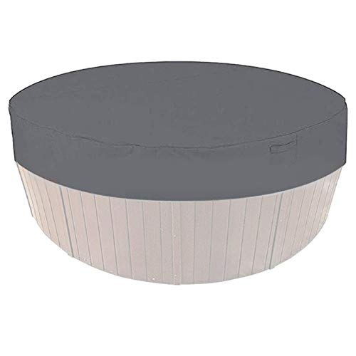 MOVKZACV Runde Whirlpool-Abdeckung, tragbar, wasserdicht, Anti-UV, faltbar, Outdoor-Möbelschutz, mit Aufbewahrungstasche (grau, Größe: 190 x 90 cm) von MOVKZACV