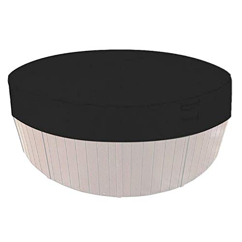 MOVKZACV Runde Whirlpool-Abdeckung, tragbar, wasserdicht, Anti-UV, faltbar, Outdoor-Möbelschutz, mit Aufbewahrungstasche (schwarz, Größe: 190 x 30 cm) von MOVKZACV