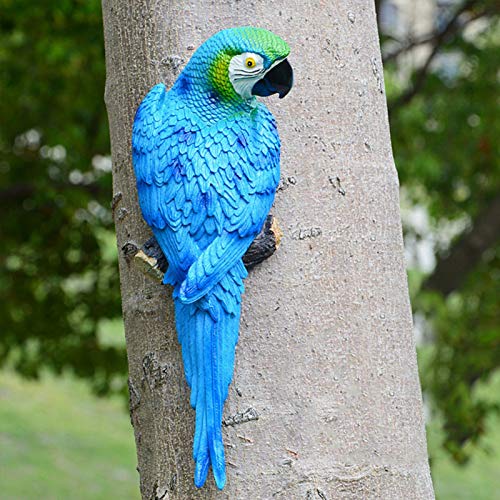 Realistische Papageien-Figuren,Papageien-Figur, Papageien-Skulptur für den Außenbereich, Regaldekoration,Bürodekoration,DIY Papagei-Statuen, Heimdekoration,Gartenornamente,Skulpturen (Links blau) von MOVKZACV